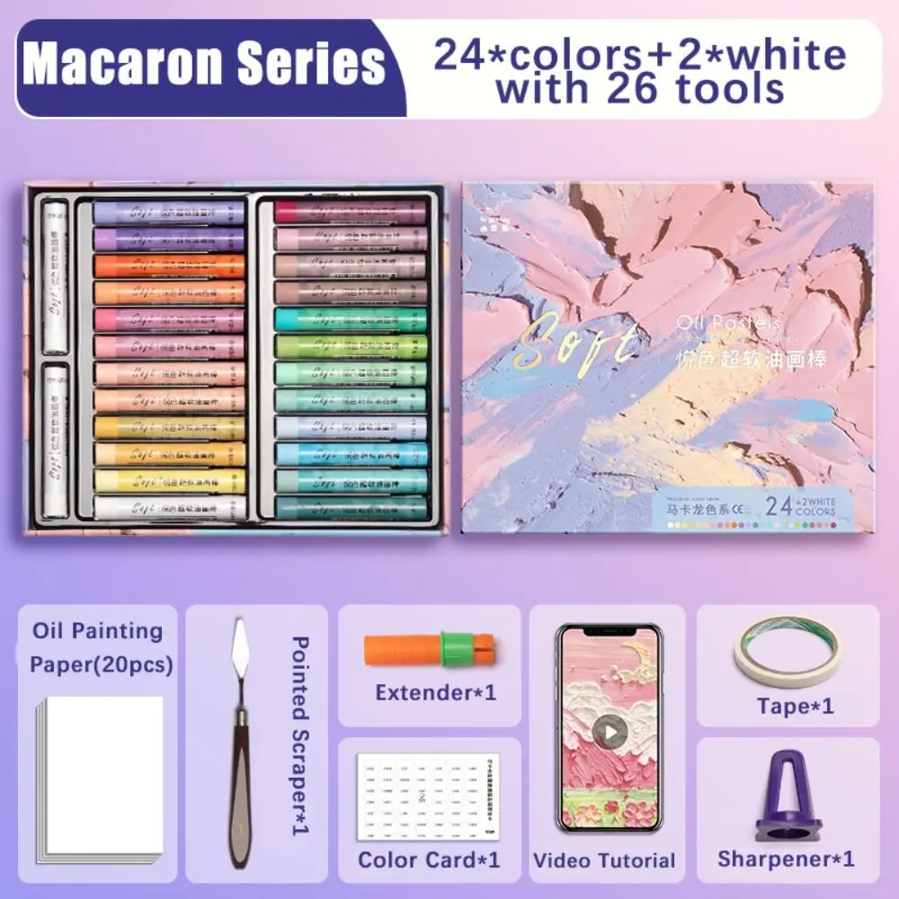 24/36/48 Colors Versatile Morandi Ultra Soft Crayon Macaron Classic Colored Crayon With Tool Set Oil Painting Stick