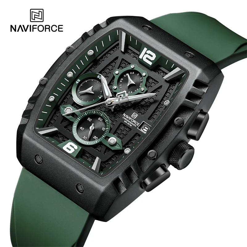 

NAVIFORCE Luxury Brand 2023 New Men's Watches Silicone Strap Casual Quartz Wristwatches Sport Waterproof Clock Design for Men