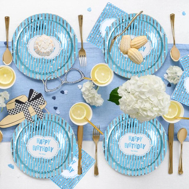 Ensemble de vaisselle jetable joyeux anniversaire, assiettes