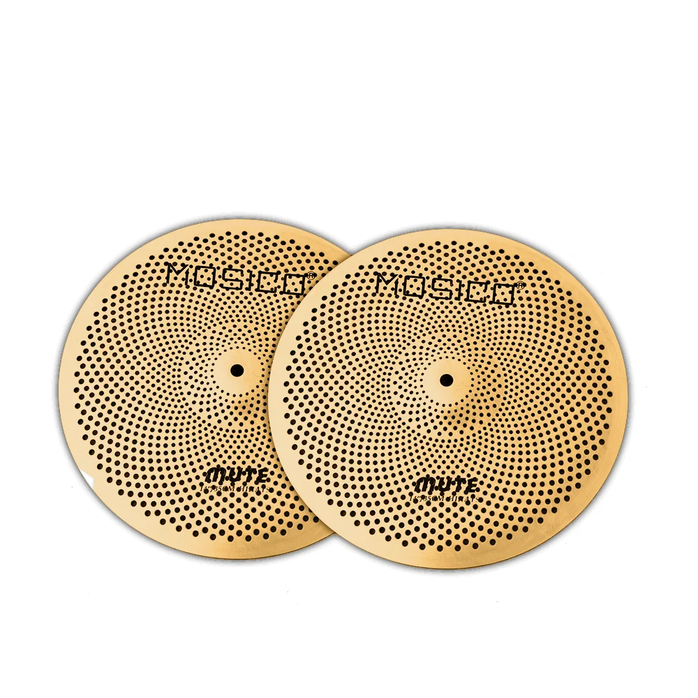 6 Pieces Gold Low Volume Cymbal Set 10" Splash+14" Hi-Hat+16" Crash+18" Crash+20" Ride+Bag for Durm Set