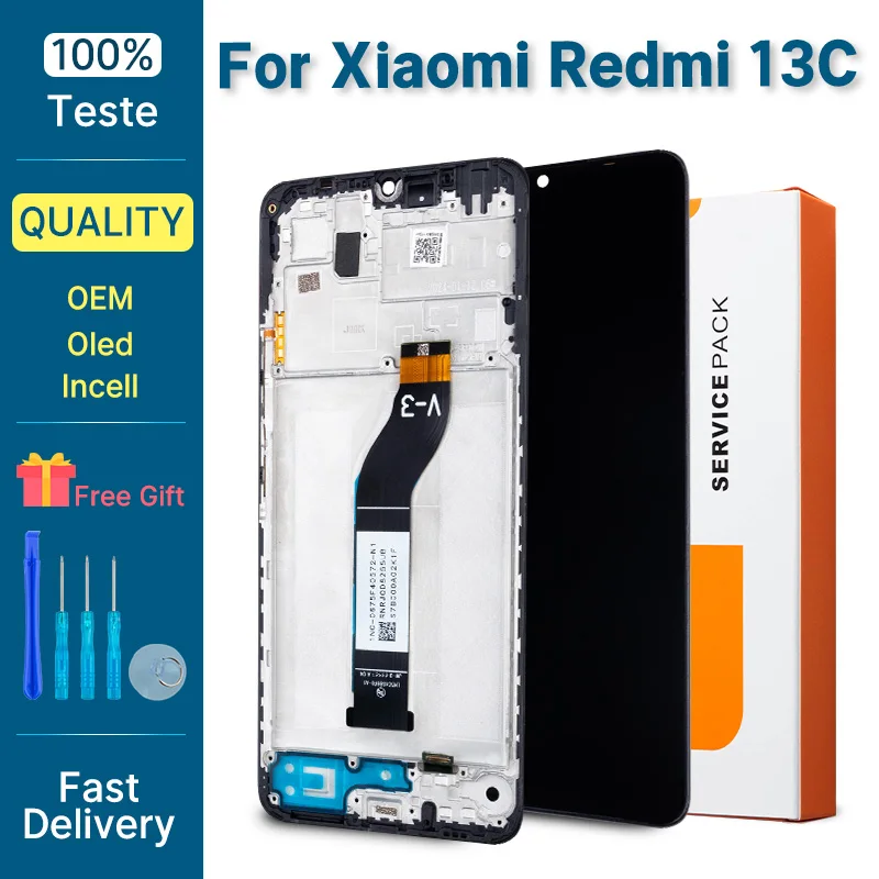 Display LCD Xiaomi Redmi 13C Con Telaio (Nero) - 23108RN04Y 23106RN0DA - Nuovo