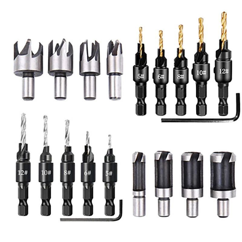 Woodworking chamfer drilling tools wood plug cutter tool three pointed