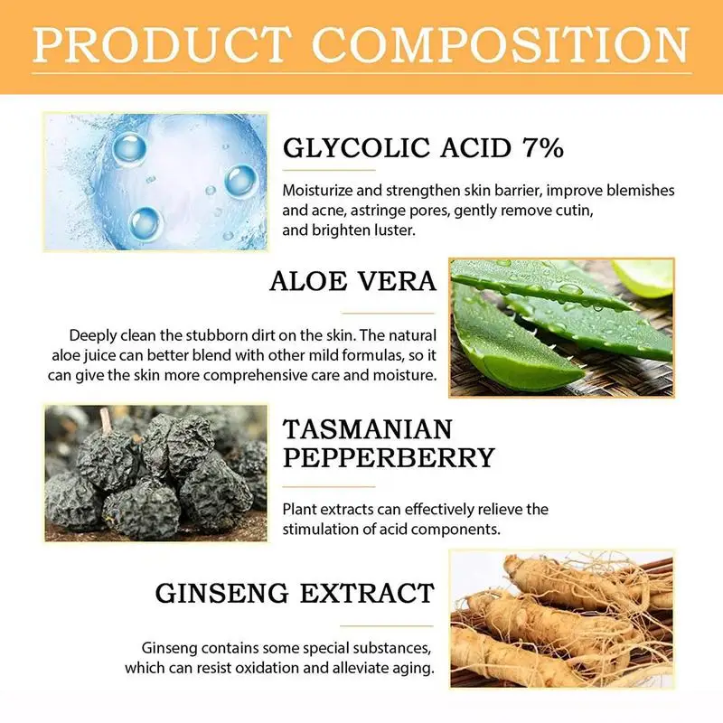 Toner Remove Acne Glycolic Acid 7% Fade Acne Marks Improve Skin Hydrating Whitening Moisturize Toning