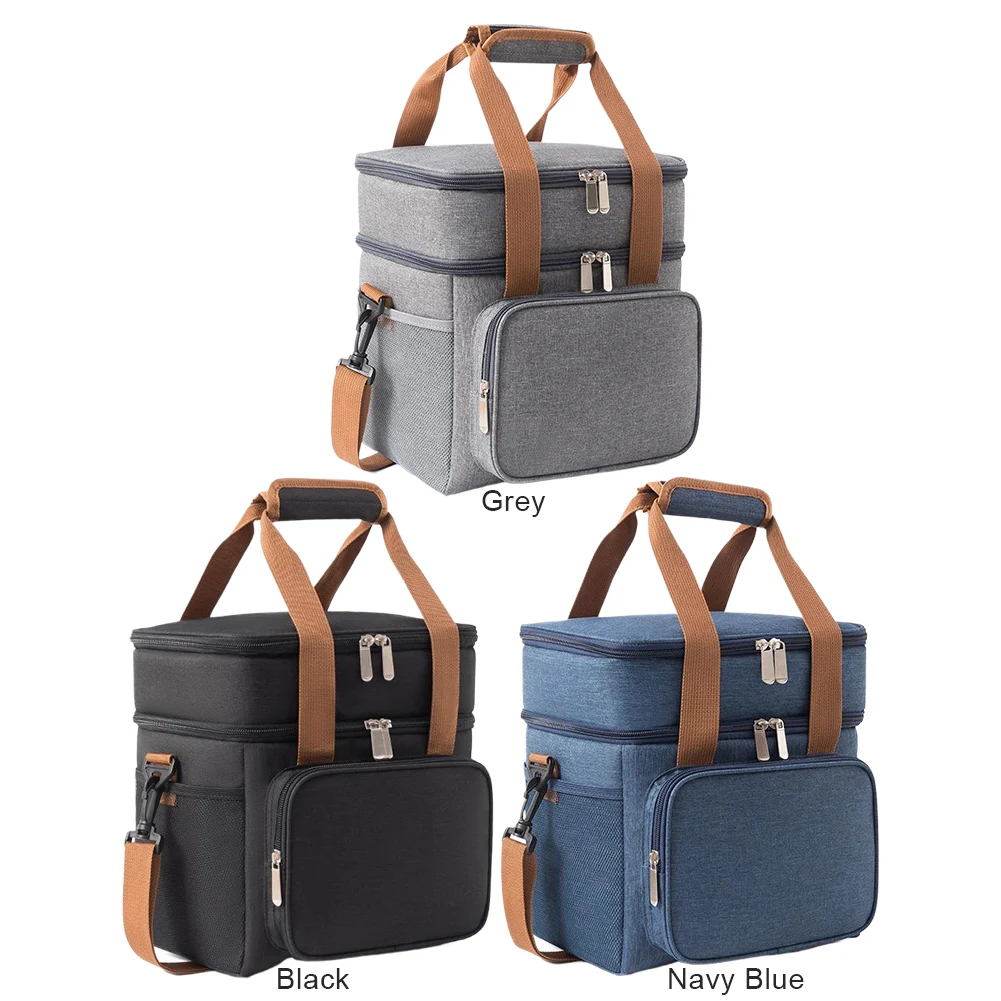 13L Portable Insulation Handbag Dual Compartments Cool Warm Insulated Bag Large Capacity Insulated Lunch Bag for Camping Picnic
