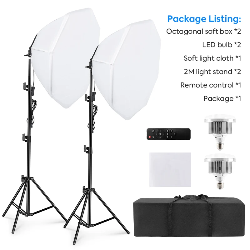 Kit Luci Studio Fotografico Andoer - 2 Softbox LED 85W Bicolore + Treppiedi 170cm + Telecomando - Foto 12