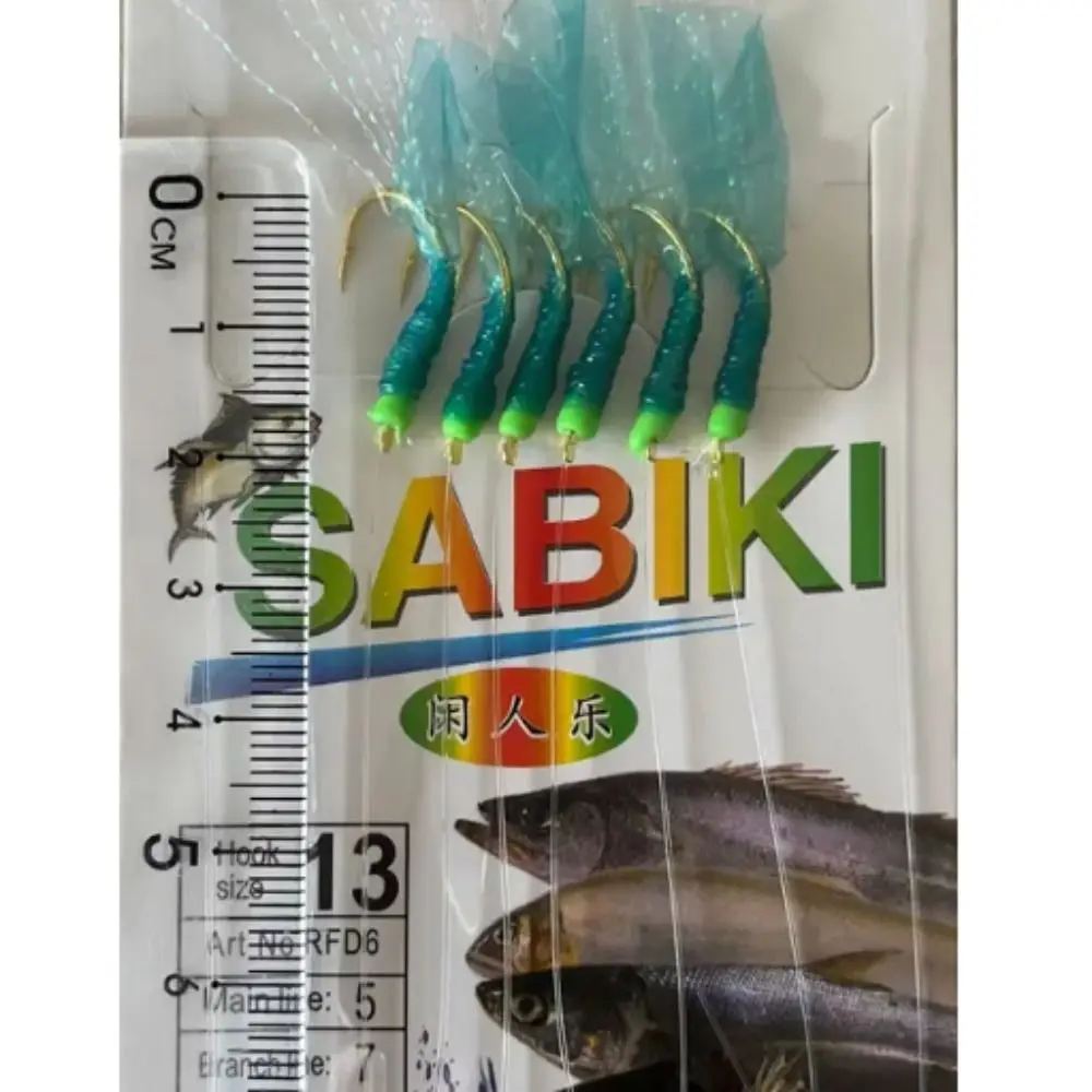 Enhanced Green Rubber Fishing Lures with Golden Tied Hooks