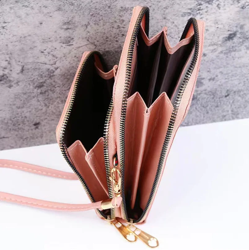 Touch Screen Mobile Phone Bag For iPhone Huawei Samsung Women PU Chain Messenger Shoulder Bags Flap Bag Mini Handbag Wallet