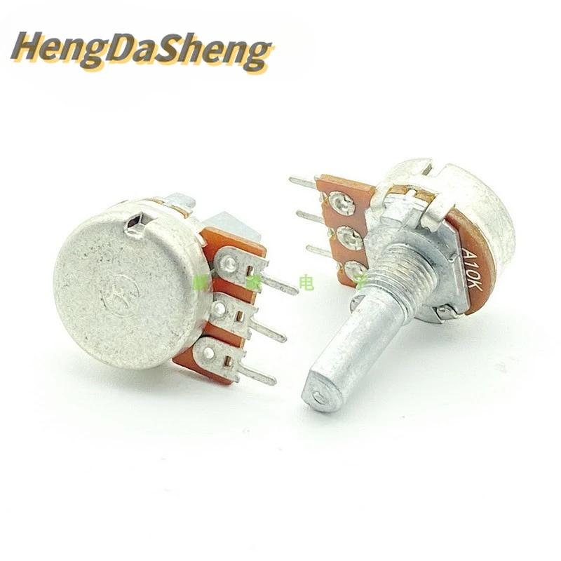 

5Pcs/Lot A10K 16 Type 3-pin Single Adjustable Resistance Amplifier Audio Volume Potentiometer 20mm Axis