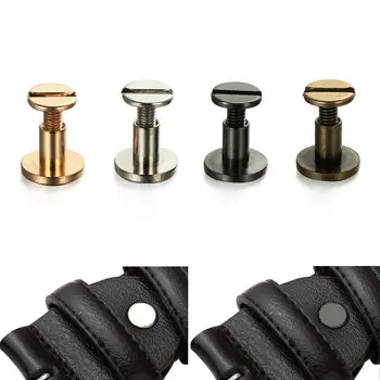 10Sets Flat Belt Screws Luggage Leather Craft Nail Rivets Brass Gold Silver Solid Female Rivet Double Curved Head Belt Strap Riv