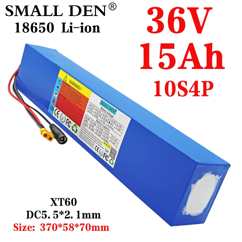 36V 15Ah battery 18650 15000mah 10S4P battery pack 500W high power