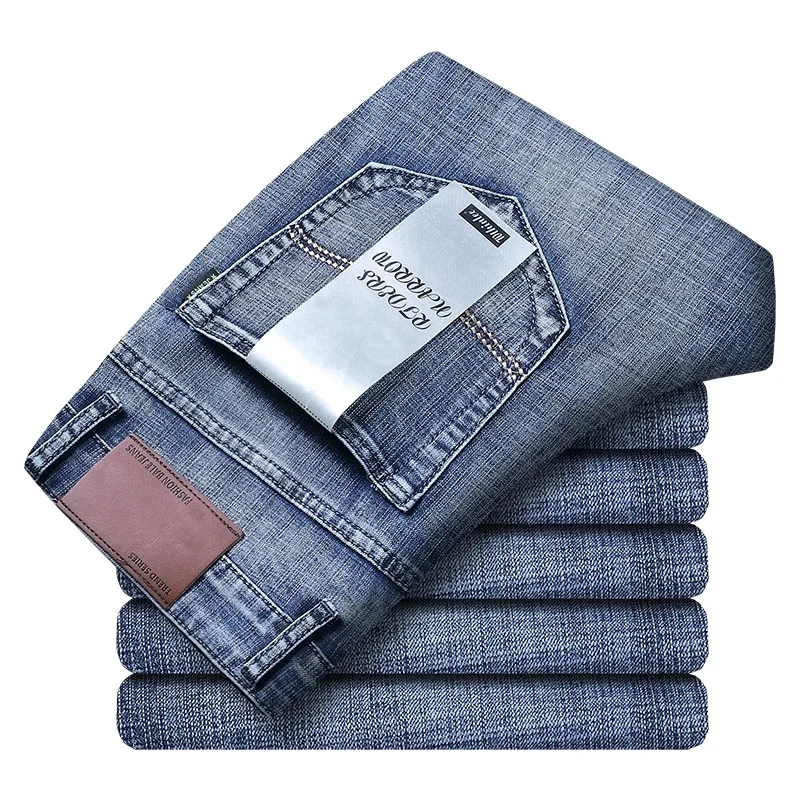

2023 Spring Men Top Brand New Men's Jeans Business Casual Elastic Comfort Straight Denim Pants Male High Quality Brand Trousers
