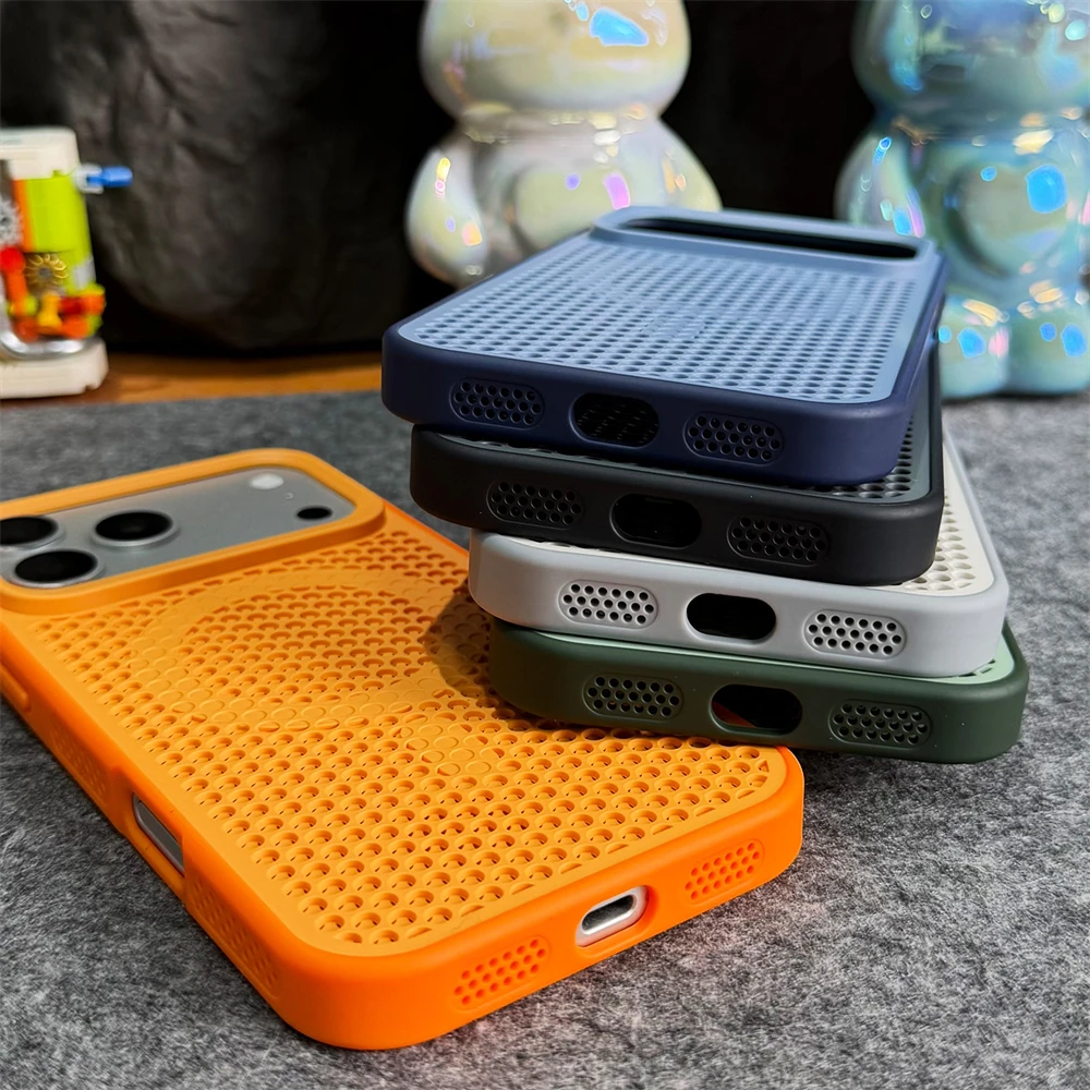 Honeycomb Heat Dissipation Shockproof Case with Magsafe-Compatible Magnetic Breathable Cover