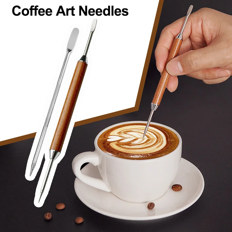 CoffeeNeedlesStainlessSteelCoffeePullFlowerNeedleCarvedStickEspressoLatteCoffeeArt