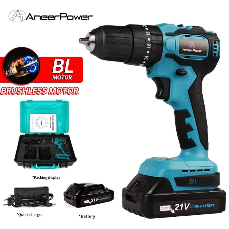 New Brushless Motor 21V Wireless Hand Mini Impact Charging Drill For Makita Electric Cordless Screwdriver Li-ion Battery Tools 2 13mm brushless electric impact drill cordless screwdriver battery charging hand drill ice fishing impact power for makita