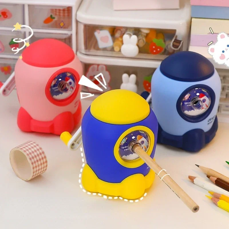

1pc Creative Rocket Pencil Sharpener Third Gear Adjustable Pencil Sharpener Hand-cranked Automatically Pencil Sharpener Student