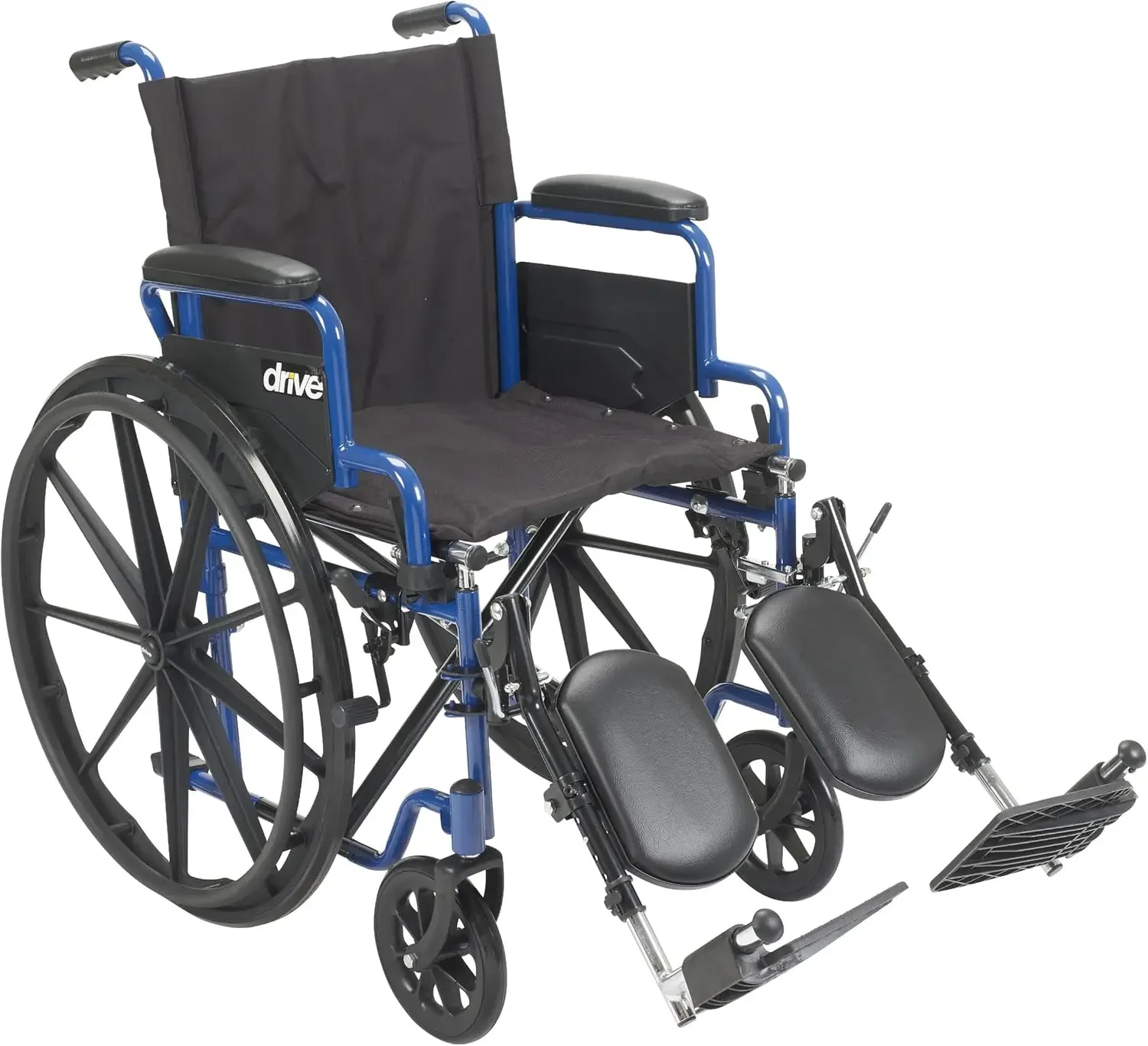 Drive Medical Blue Streak Wheelchair with Flip Back Desk Arms, Elevating Leg Rests 16 Inch Seat