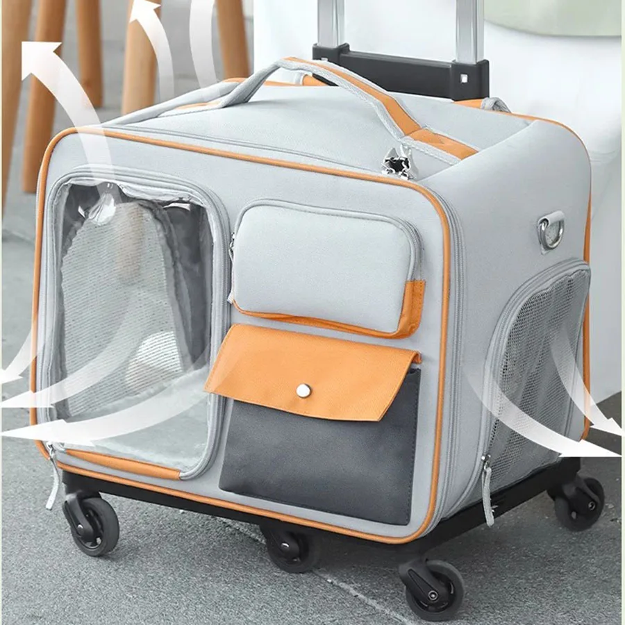 Designer Cat Carrier Cute Travel Luggage Case Breathable Cat Carrier Portable Outdoor Wheeled Hard Shell Bolsa Gato Pet Backpack
