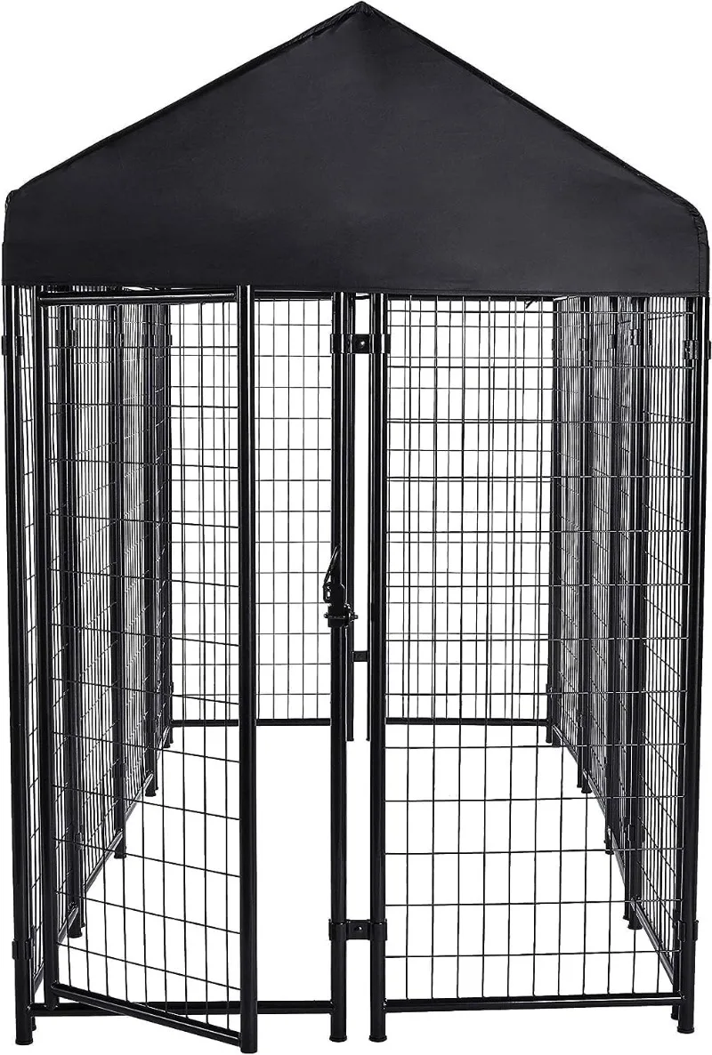 Welded Rectangular Outdoor Secure Wire Crate Kennel for Cat Dog Large Black 102 x 48 x 72 Inches Large outdoor wire kennel