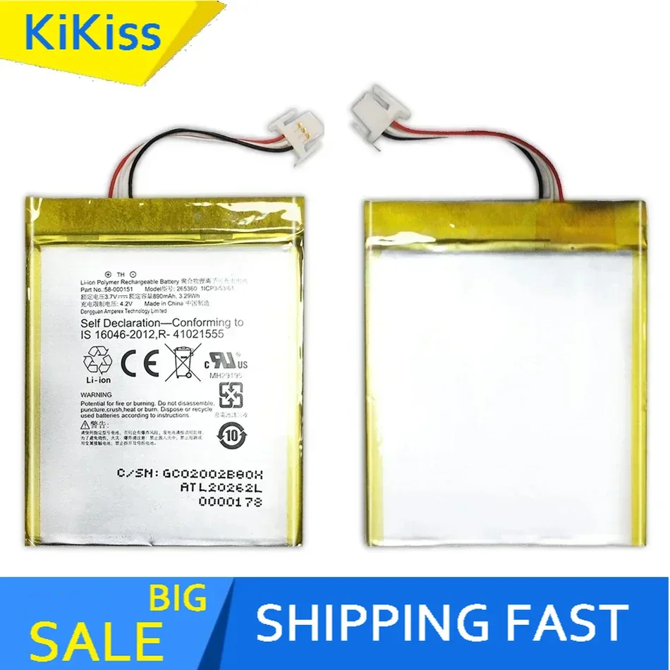 Rechargeable Battery 890Mah Battery For Kindle 499 558 7Th Generation 8Th SY69JL WP63GW 58-000151 MC-265360-03