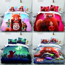 Turning red quilt cover fronha conjunto de cama crianças kawaii desenhos animados impressão digital flexível design ar condicionado cobertor presente