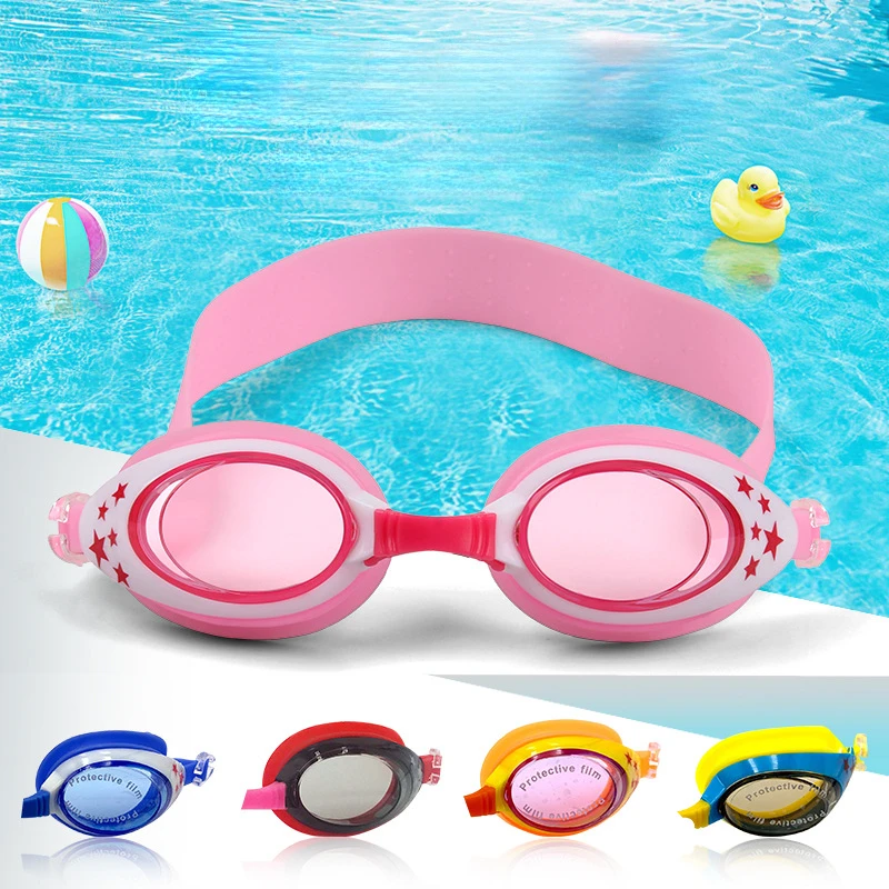 High-definition Children's Waterproof And Anti Fog Swimming Glasses, Convenient Goggles Silicone Connected Earplugs