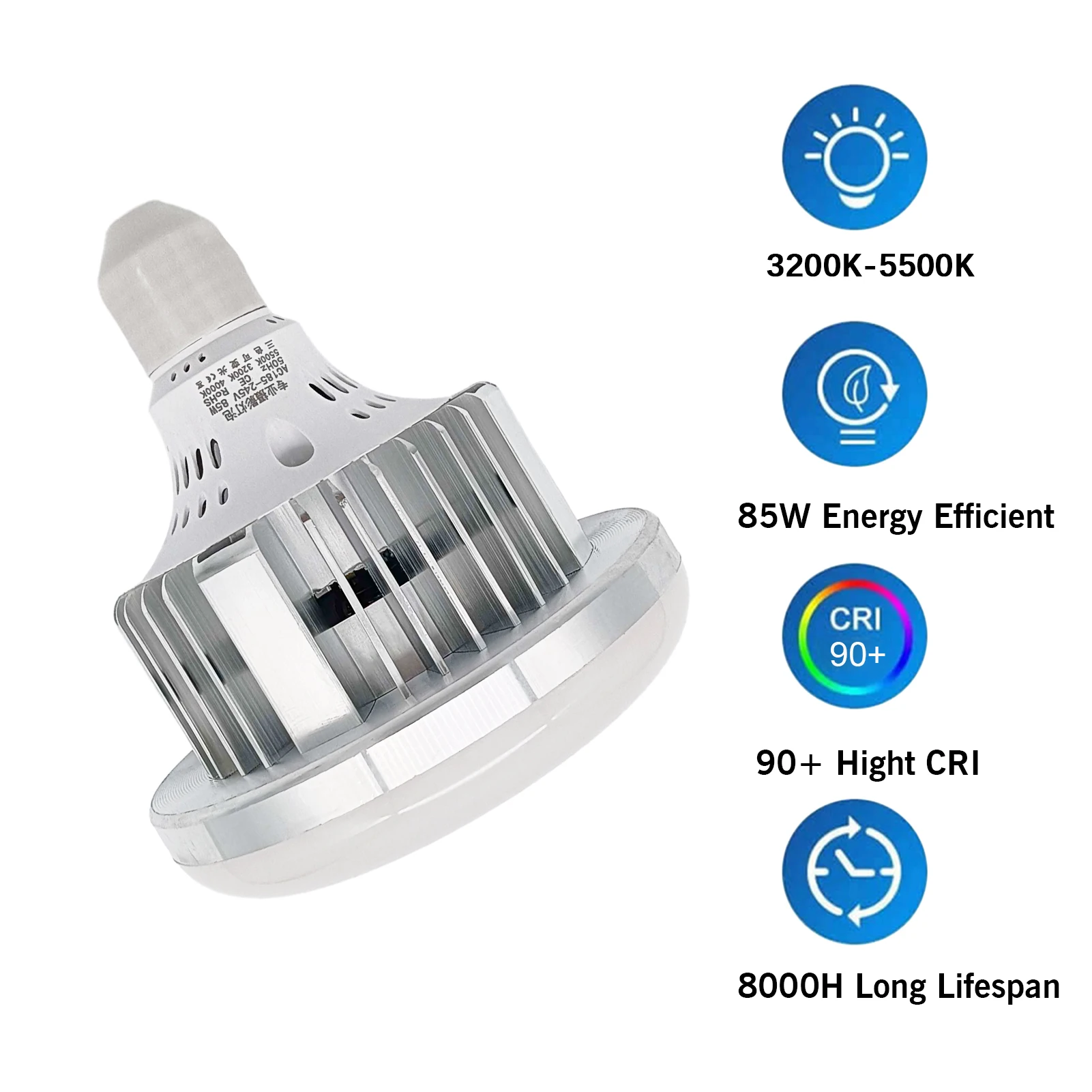 85W LED Light Bulb 3000K-6500K Photography Lamp Bulb Energy-saving E27 Mount Remote Control for Photography Studio Home fill light