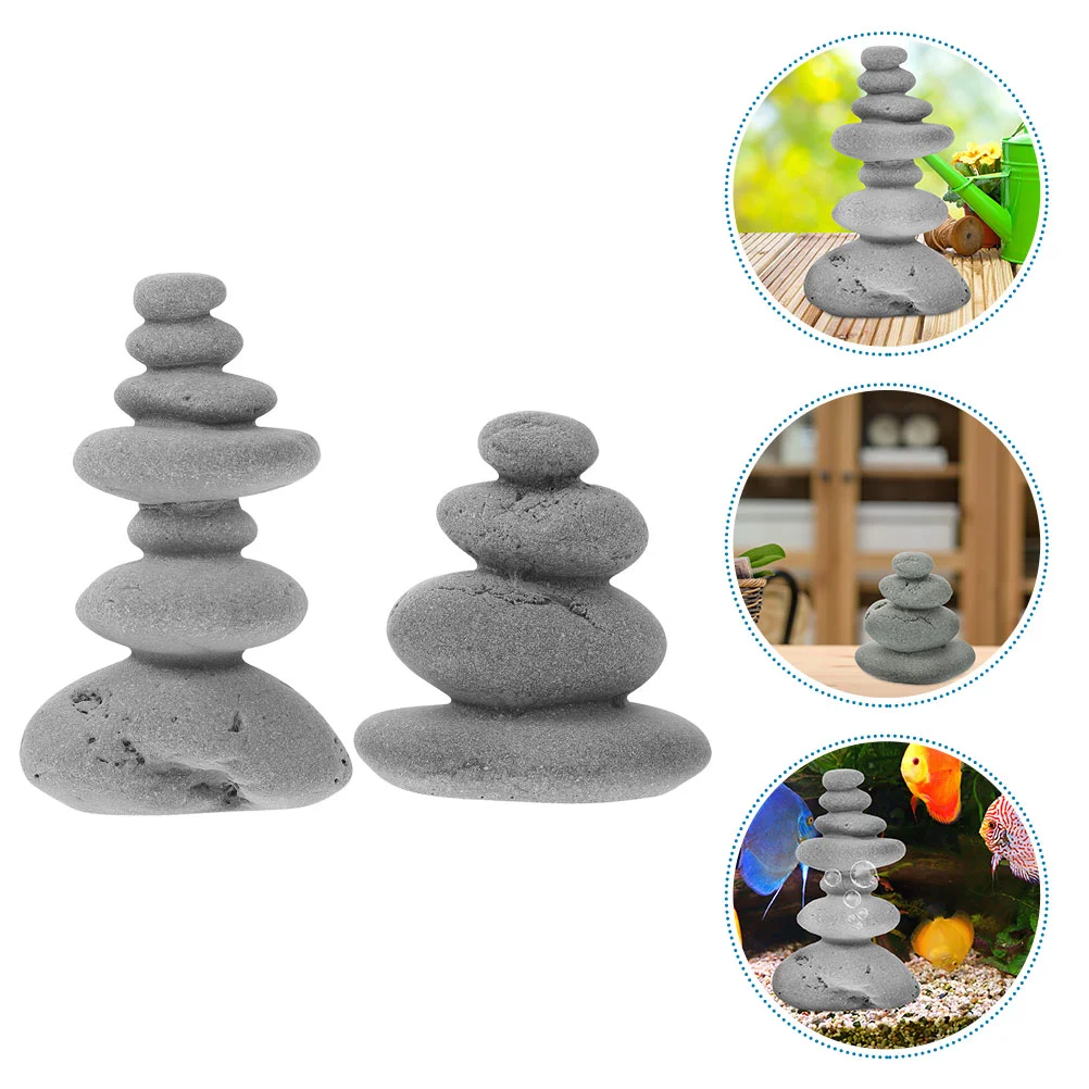

2pcs Landscaping Artificial Stone Ornament Bonsai Stacking Stone Aquarium Ornaments