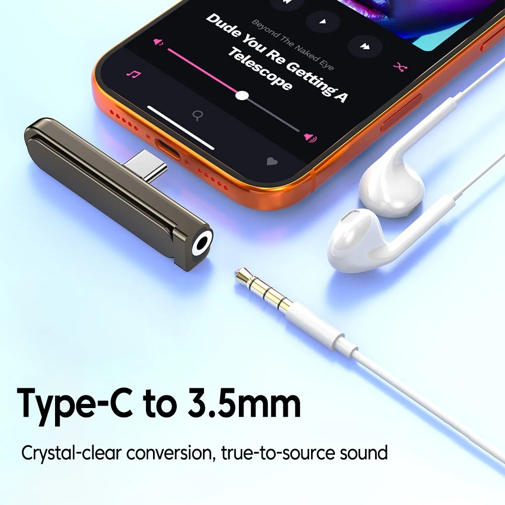 알루미늄 합금 접이식 지지대 스타일 C형 - 3.5MM 스테레오 오디오 잭 어댑터, 소형 미니 오디오 헤드폰 신호 변환기