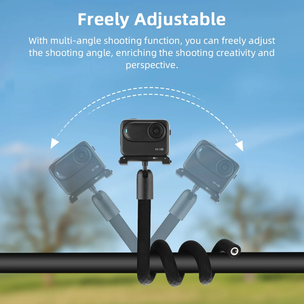 Trépied stable et poignée de la perche à selfie pour GoPro, smartphone et caméra d'action, vue rapprochée.
