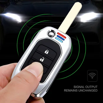 Cover chiate/telecomando per Honda FIT XRV VEZEL CITY JAZZ CIVIC HRV 2 3 4 pulsanti supporto per coperchio pieghevole accessori portachiavi luminosi - Portachiavi in lega per auto per Honda FIT XRV VEZEL CITY JAZZ CIVIC HRV 2