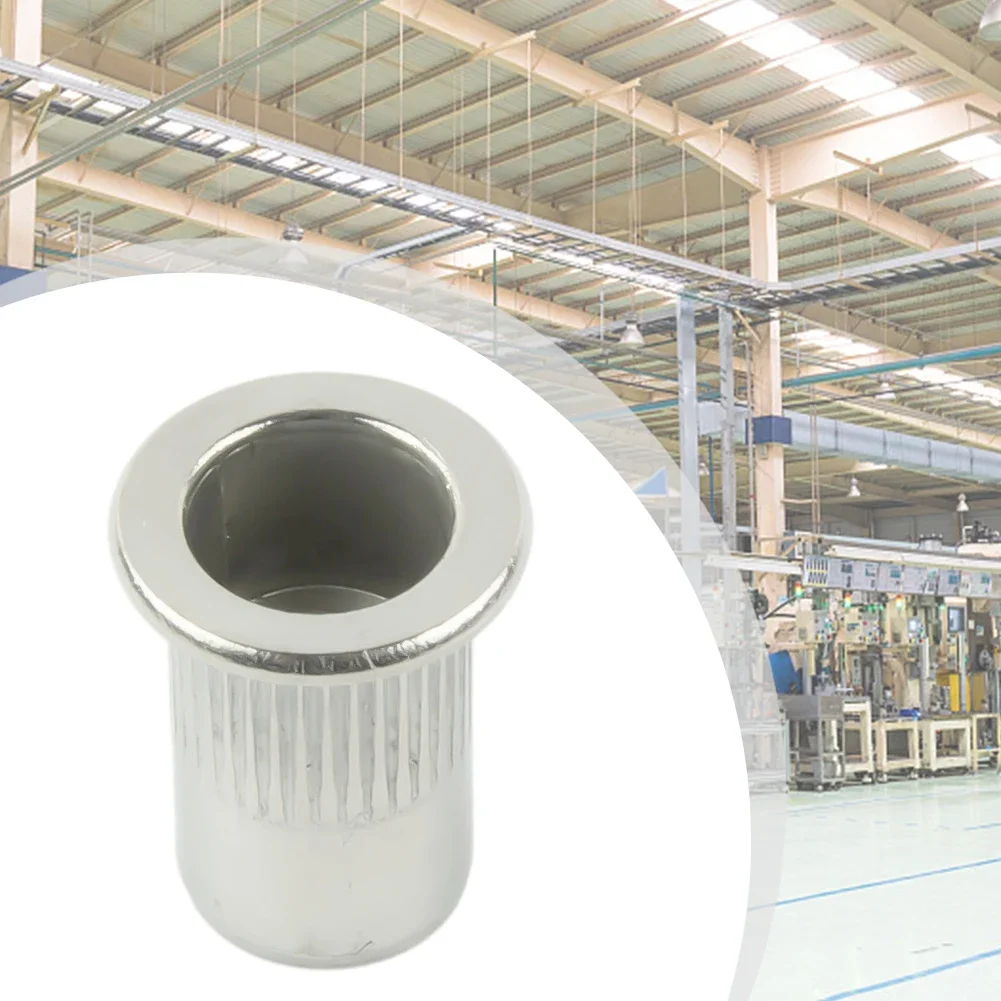 Stainless Steel Rivet Nuts 1/4-20UNC Silver 1/4"-20 Thread 15.5mm Length Fastener Threaded Industrial Products