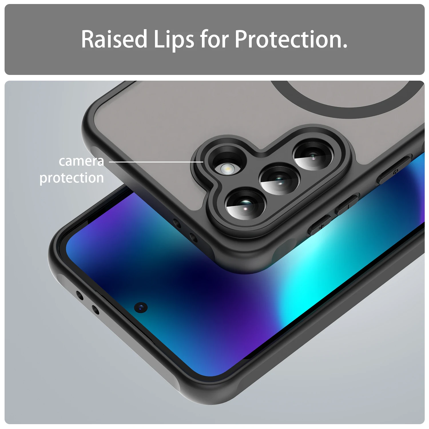 Translucent Frosted Shield Magnetic Phone Case with TPU Frame and Plastic Cover