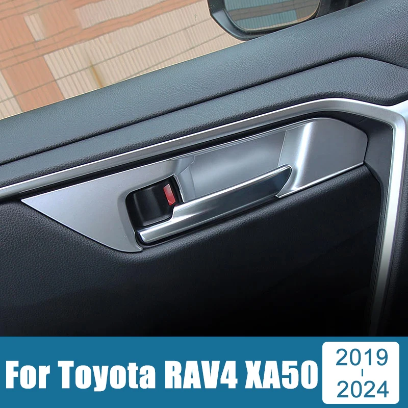 

ABS Carbon Car Door Handle Bowl Pads Cover Trim Sticker For Toyota RAV4 XA50 2019 2020 2021 2022 2023 2024 RAV 4 Accessories