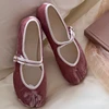 Tabi Split-Toe Ballet Flats Shoes Women Spring Autumn Velvet Buckle Strap Mary Jane Elegant Flannel Soft Ladies Loafers New In 3