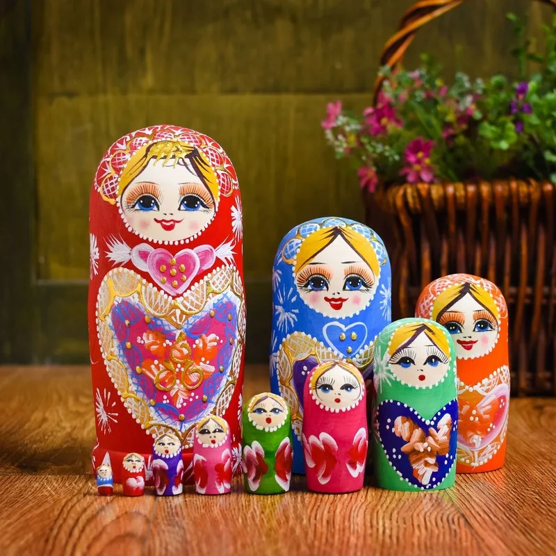 

Chinese Style Characteristic Cute Doll 10-layer Air-dried Linden Wood Matryoshka Children's Educational Toy Ornaments