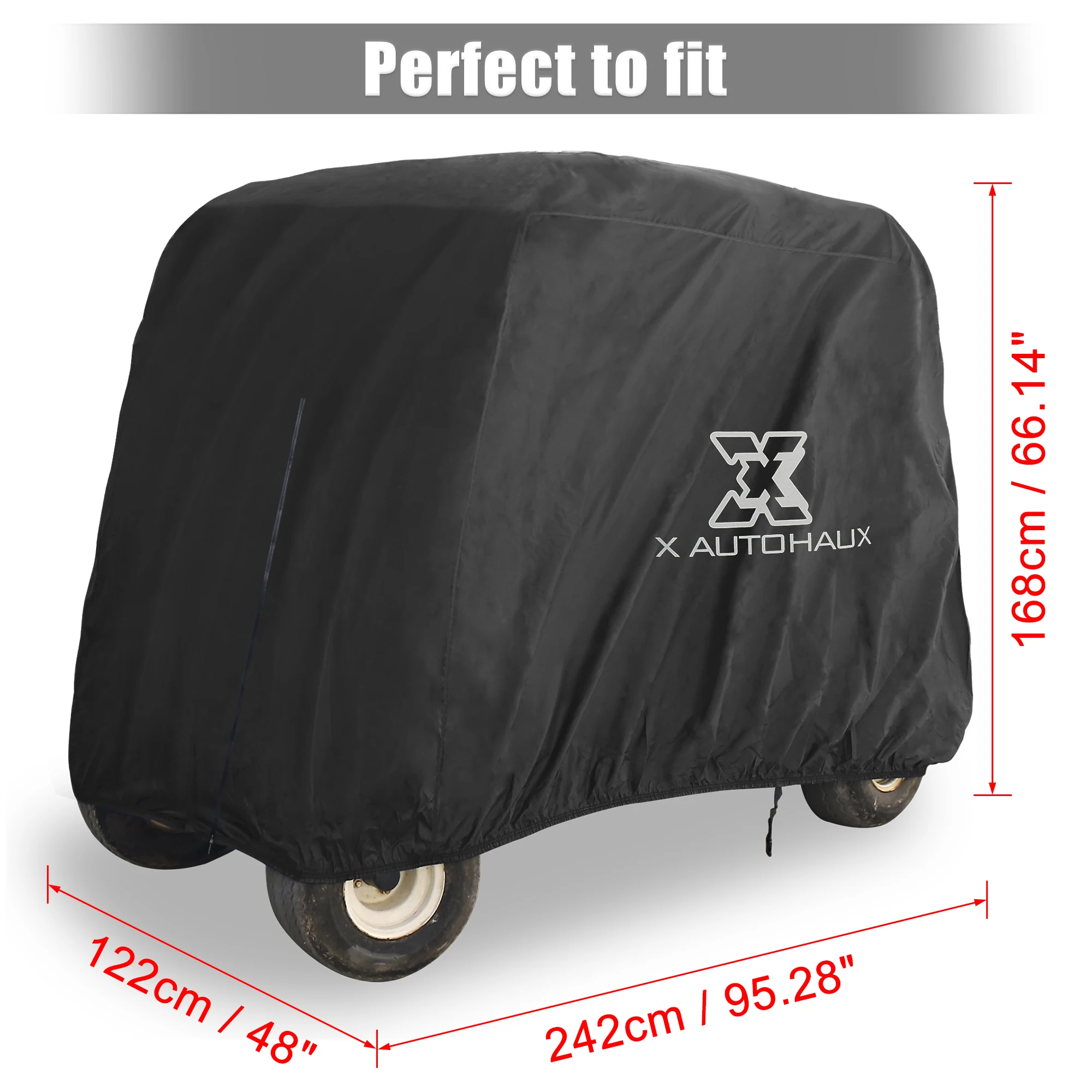 X Autohaux Waterproof Golf Cart Cover 400D Protective Outdoor Cover Sunproof Dustproof for 2 / 4 Passengers Golf Cart Accessory - 5