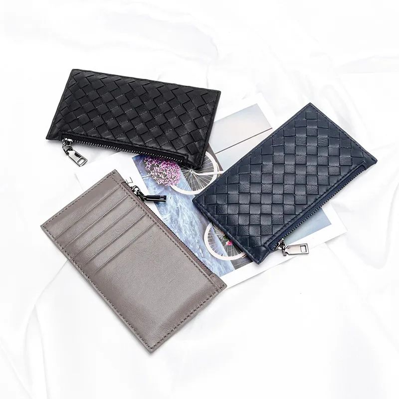 

New Women Wallets Zipper Genuine Leather Coin Purse Ultrathin Organizer Wallet Multi-card Bit Bank Cards Holder Card Case