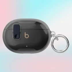 Luxury Shockproof Earbud Case with Keychain (Transparent black)