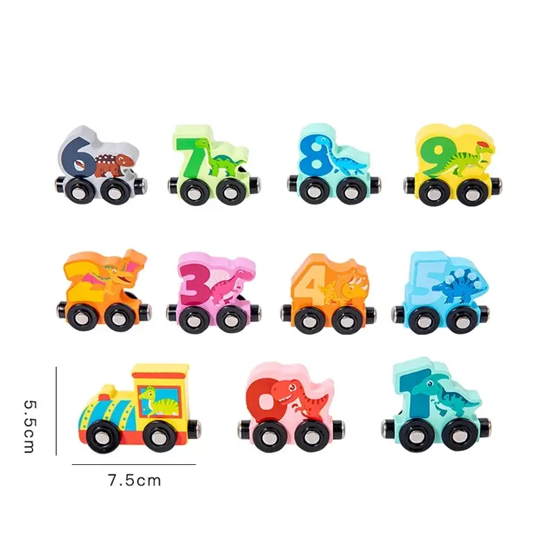 Treno Dei Dinosauri In Legno Montessori Con Numeri 0-10: Gioco Educativo Per Bambini 2-4 Anni, Colori Vivaci
