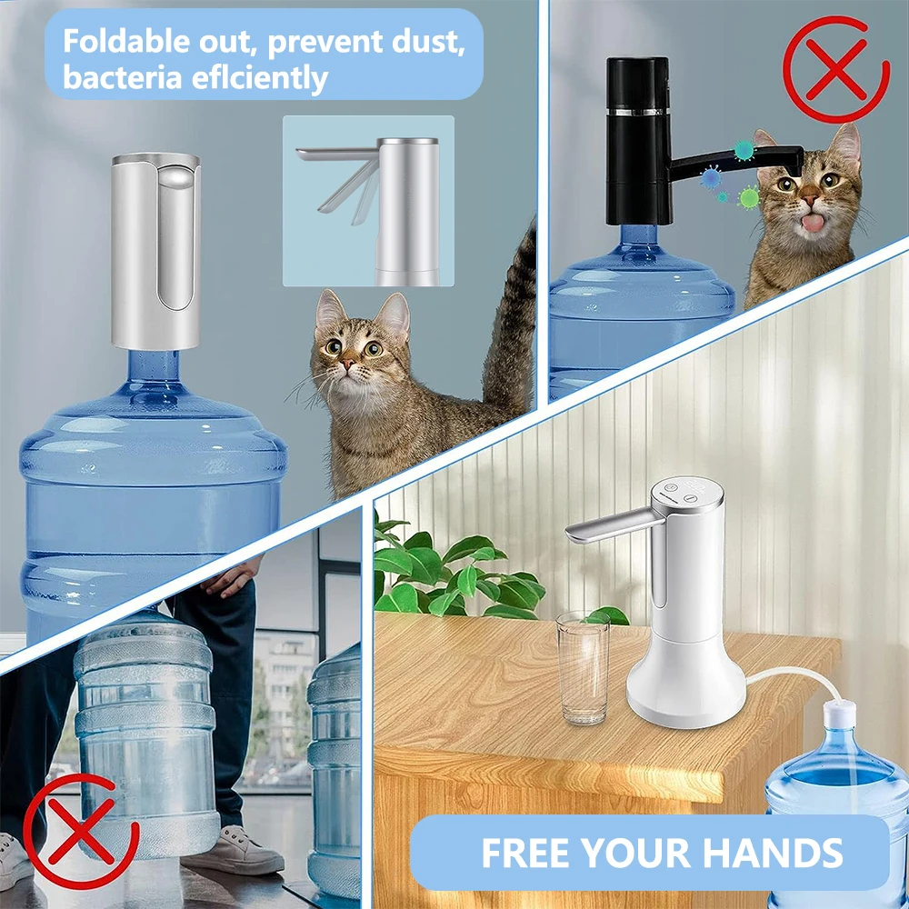 Electric Water Gallon Pump Automatic Water Pump 19 Liters Foldable Desktop Water Bottle Pump USB Rechargeable Water Dispenser 5