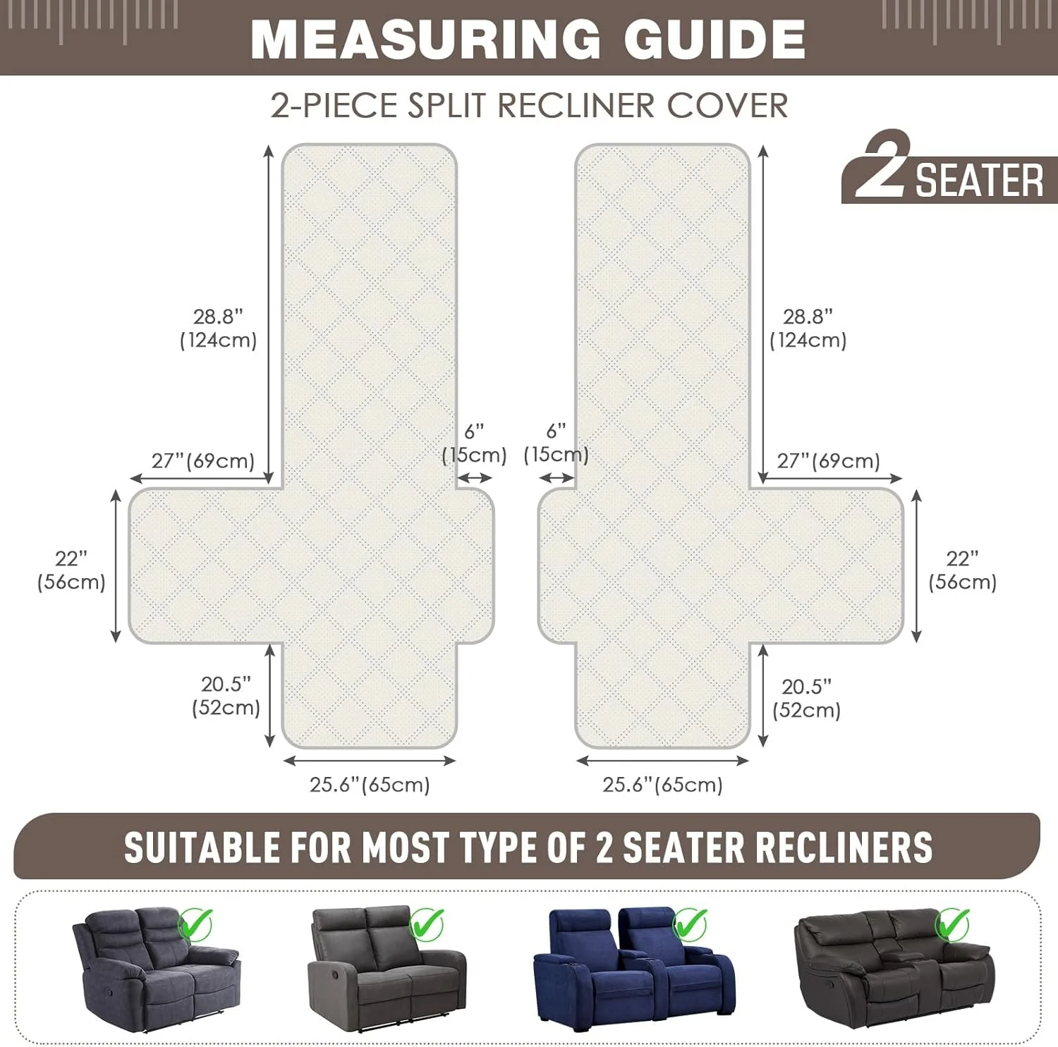 Chair covers 100% Waterproof Recliner Chair Cover Non Slip Cover for Recliner Chair with Pocket Washable Reclining Armchair Protector