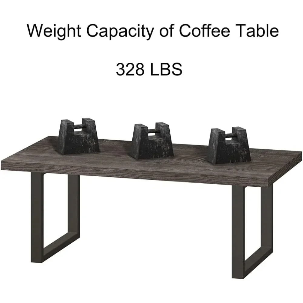 Rustic Coffee Table, Wood and Metal Simple Industrial Modern Center Table, Wooden Farmhouse Cocktail Table for Living Room 3
