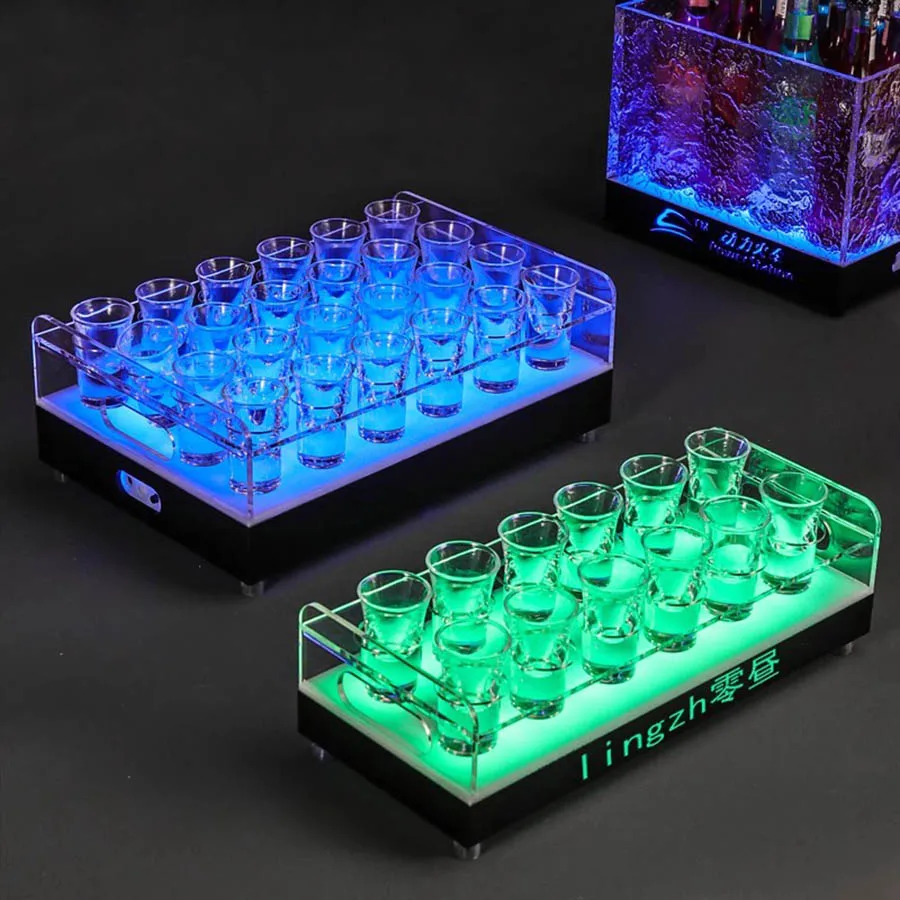 

Wine Beverage Bottle Display Stand wine rack bullet cup Rack Wine Cup Tray Led Cup Holder Shot Glass Wine Serve Tray