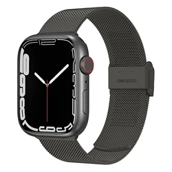 Stainless Steel Metal Strap for Apple Watch - Elegant Bracelet Band (Gun Color)