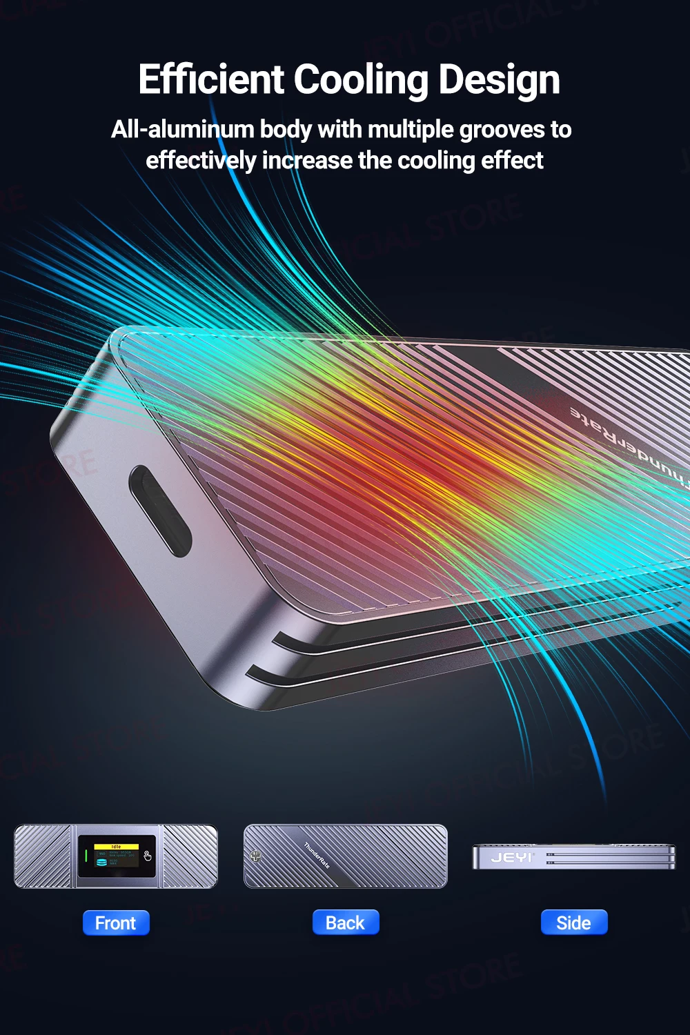 JEYI-Visual Smart M.2 NVMe NGFF SSD Enclosure,