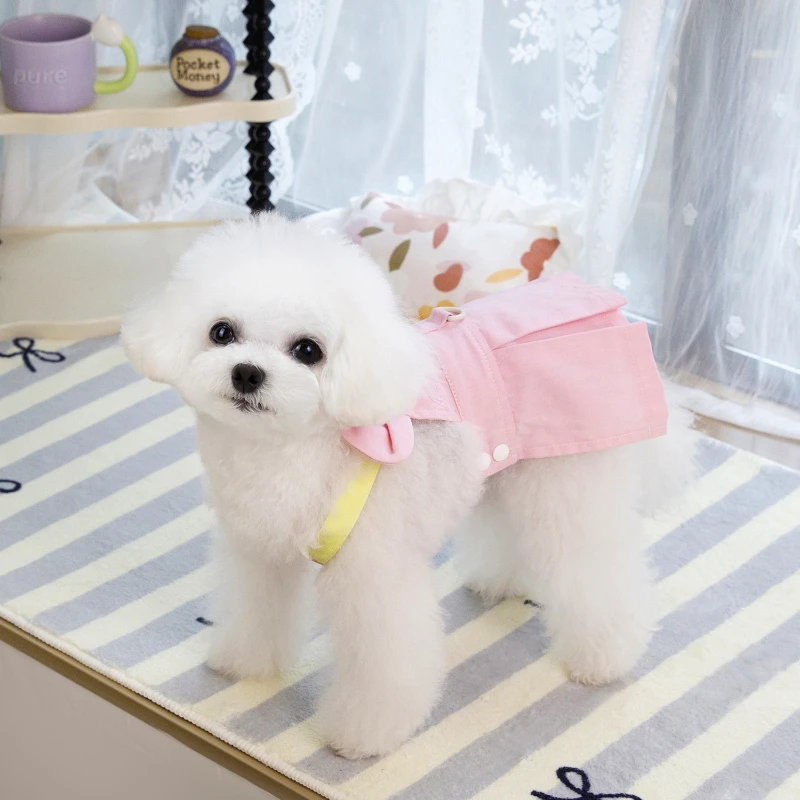 Cute Dog Spring and Summer Skirt Cartoon Bear Embroidery Kitten Puppy Breathable Vest Funny Pet Dress Up Clothing