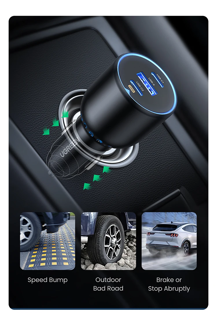【New-in】UGREEN 130W Car Charger Fast Charging PD Quick Charger USB Type C Phone Charge For iPhone 14 13 12 Pro Max Tablet Laptop