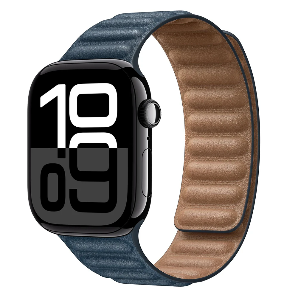 Premium Leather Magnetic Loop Watch Band Strap - Elegant Bracelet Design