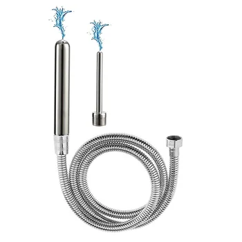 Silicone Long Enema Plug Stainless Steel Douche Enema Syringe Shower Cleaning Head Anal Beads Butt Plug Nozzle Tip Gay Toy 4