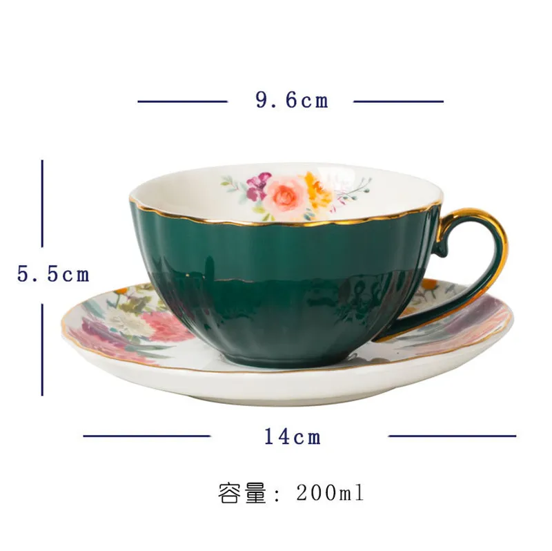 Description Picture 4 of itemCeramic New Bone China European Light Luxury Coffee Cups and Saucers Set Vintage Flower Tea Cups Wedding Gift Accompaniment Gift